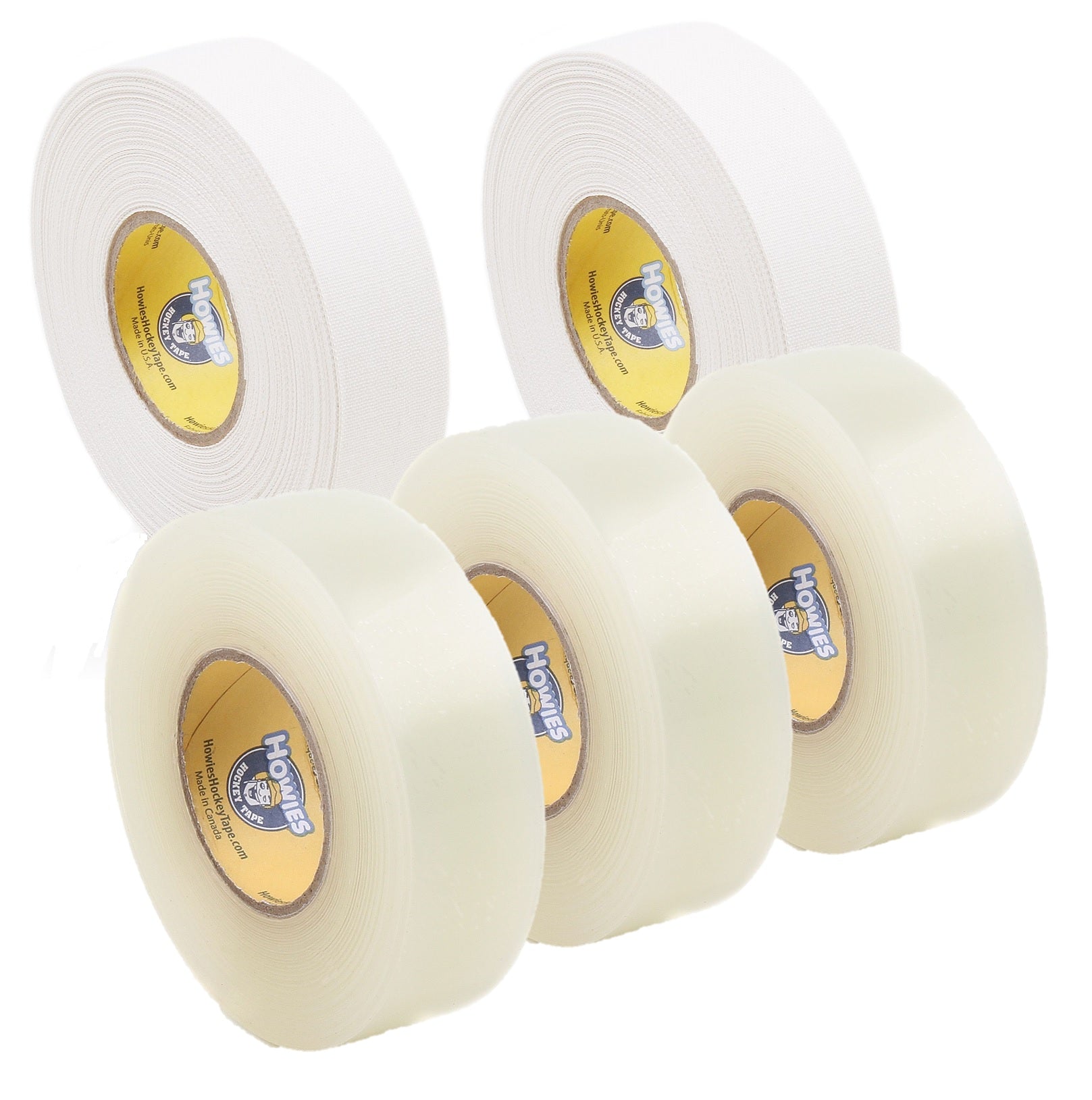 Howies Hockey Tape SET - 2weiß 25mm + 3 Stutzentape Shin Pad 25mm
